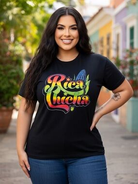 Rica Chica Puerto Rican Gildan Black Heavy Cotton Tee sz M